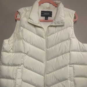 Ivory down puffer vest by Land’s End. Size 1x